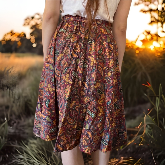 Vtg Cotton Skirt - Picture 6 of 7